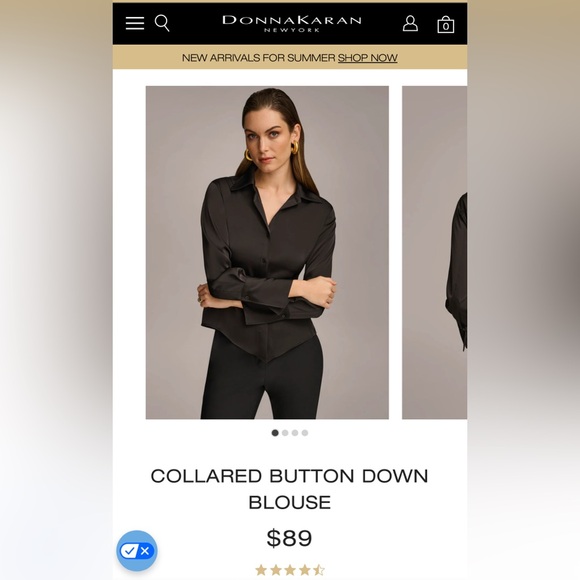 Donna Karan Black Fitted Asymmetrical Blouse Large Front Button - Picture 7 of 11